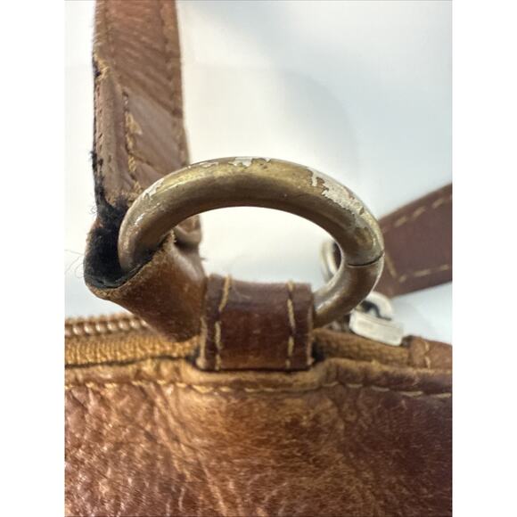 Fossil Genuine Leather Crossbody Bag Small Brown 7x8 Zip Pocket Adjustable Strap - Picture 11 of 11